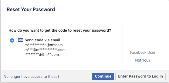 resetting facebook password 2