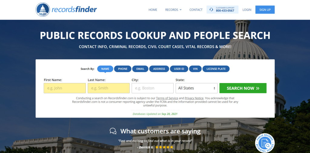 RecordsFinder free phone lookup 