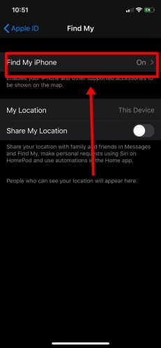 enable find my iphone 