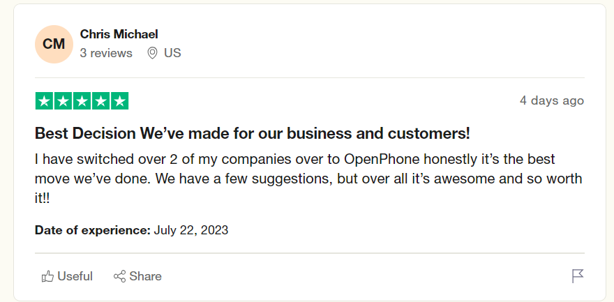 Open Phone good feedback