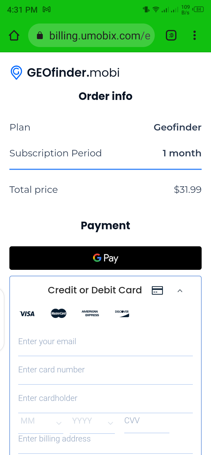 Purchase a subscription to GeoFinder 