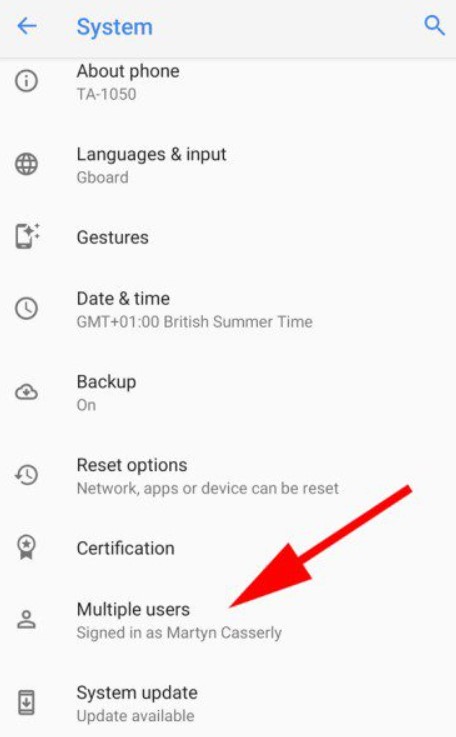 Android backup section